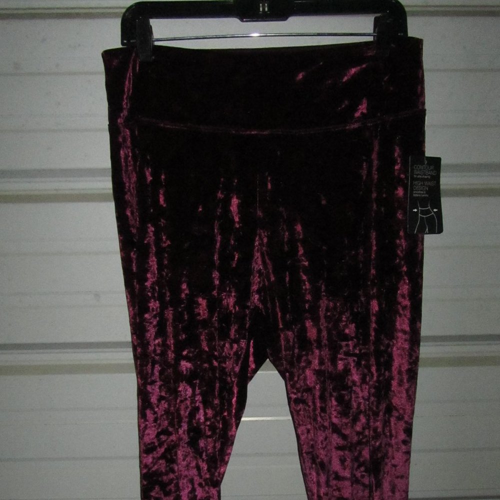 3X Plus Size Velvet Leggings New High Waist Womens Pants Red Color